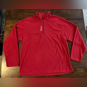 Reebok Red 1/4 Zip Long Sleeve Fleece Pullover Men's size XL